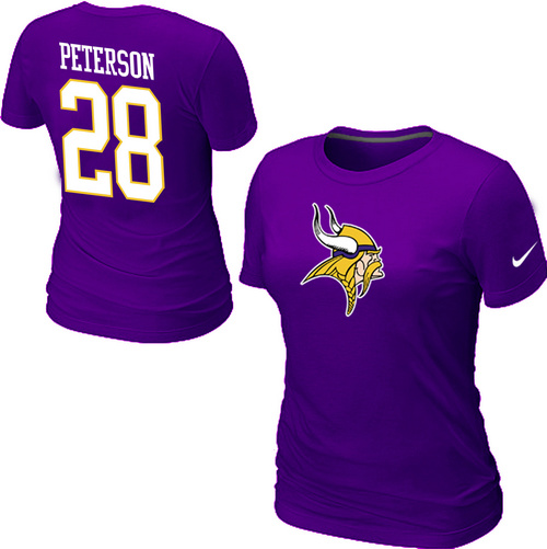 Nike Minnesota Vikings #28 Adrian Peterson Name & Number Women's NFL T-Shirt - Purple